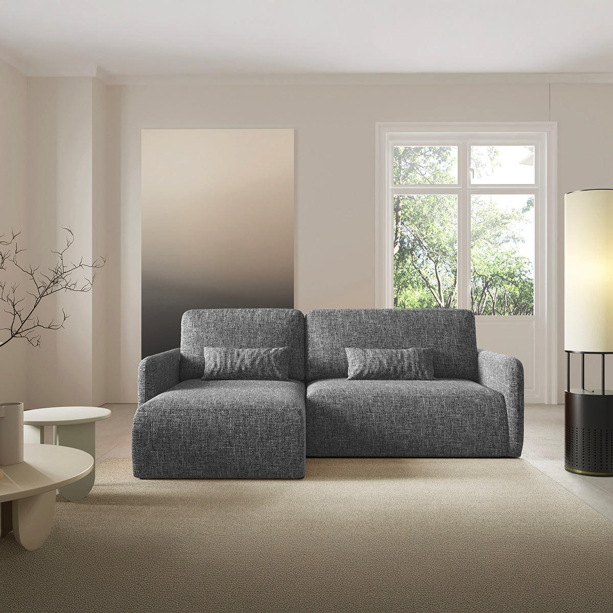 ECKSOFA Lazare 3 Sitzplätze Dunkelgrau - Grau, Holz (217/148cm) - Petits-meubles
