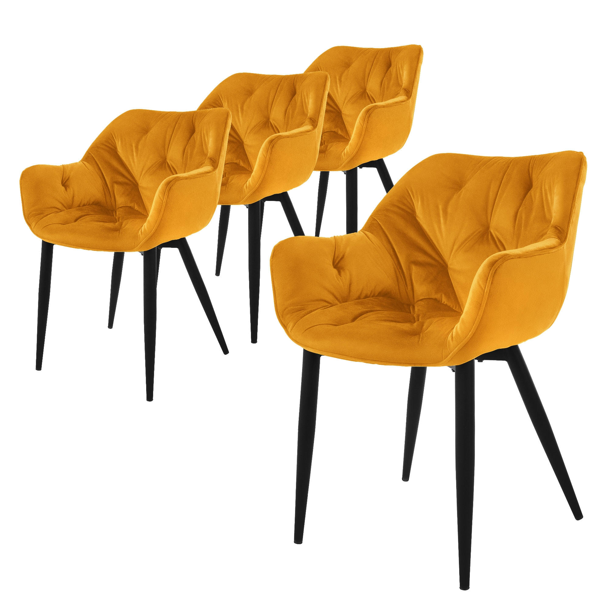 ML-DESIGN JÍDELNÍ ŽIDLE, sada 4 ks, hořčičně žlutý samet