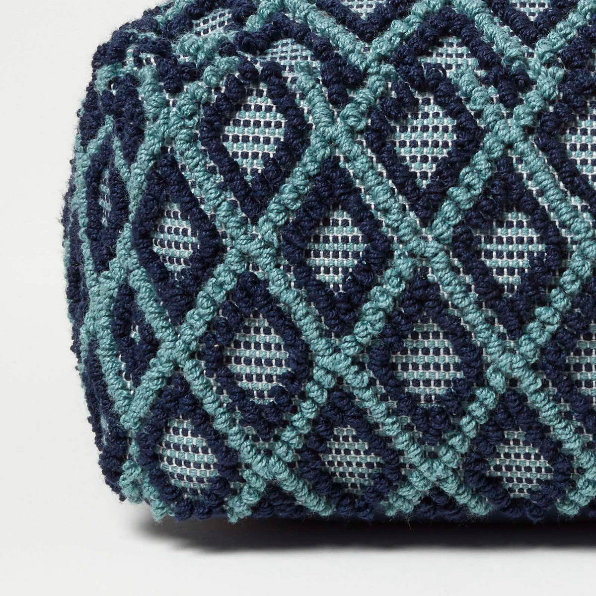 SITZPOUF Tula blau-grün gemustert, 55/55/30 cm - Blau, Textil (55/30/55cm) - Homescapes