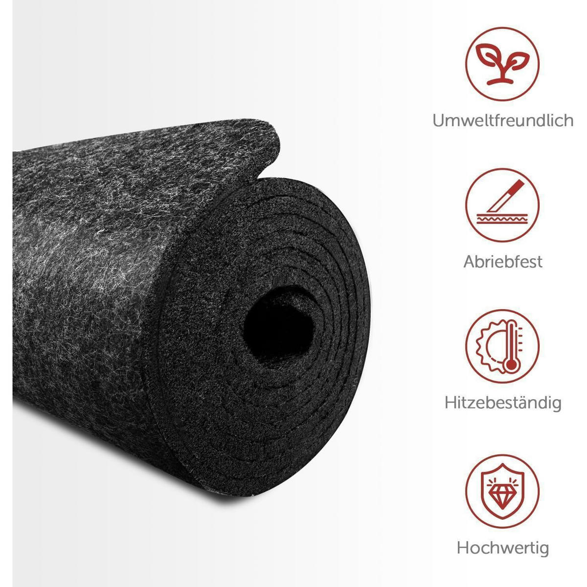 TISCHLÄUFER Filz Anthrazit 100 x 30 cm - Anthrazit, Textil (100/30/1.5cm)