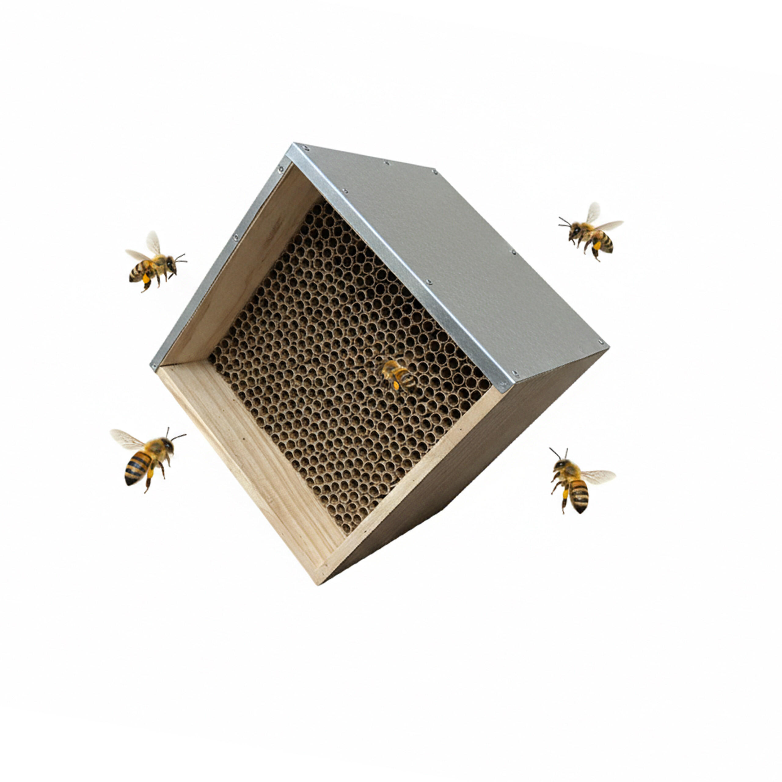 BIENENHOTEL - Hellbraun, Holz/Papier (31.5/31.5/20cm) - Relaxdays