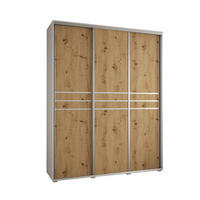SCHWEBETÜRENSCHRANK 235,2/190/45 3-türig - Silberfarben/Eiche Artisan, Holz/Metall (190/235/45cm) - Abiks Möbel