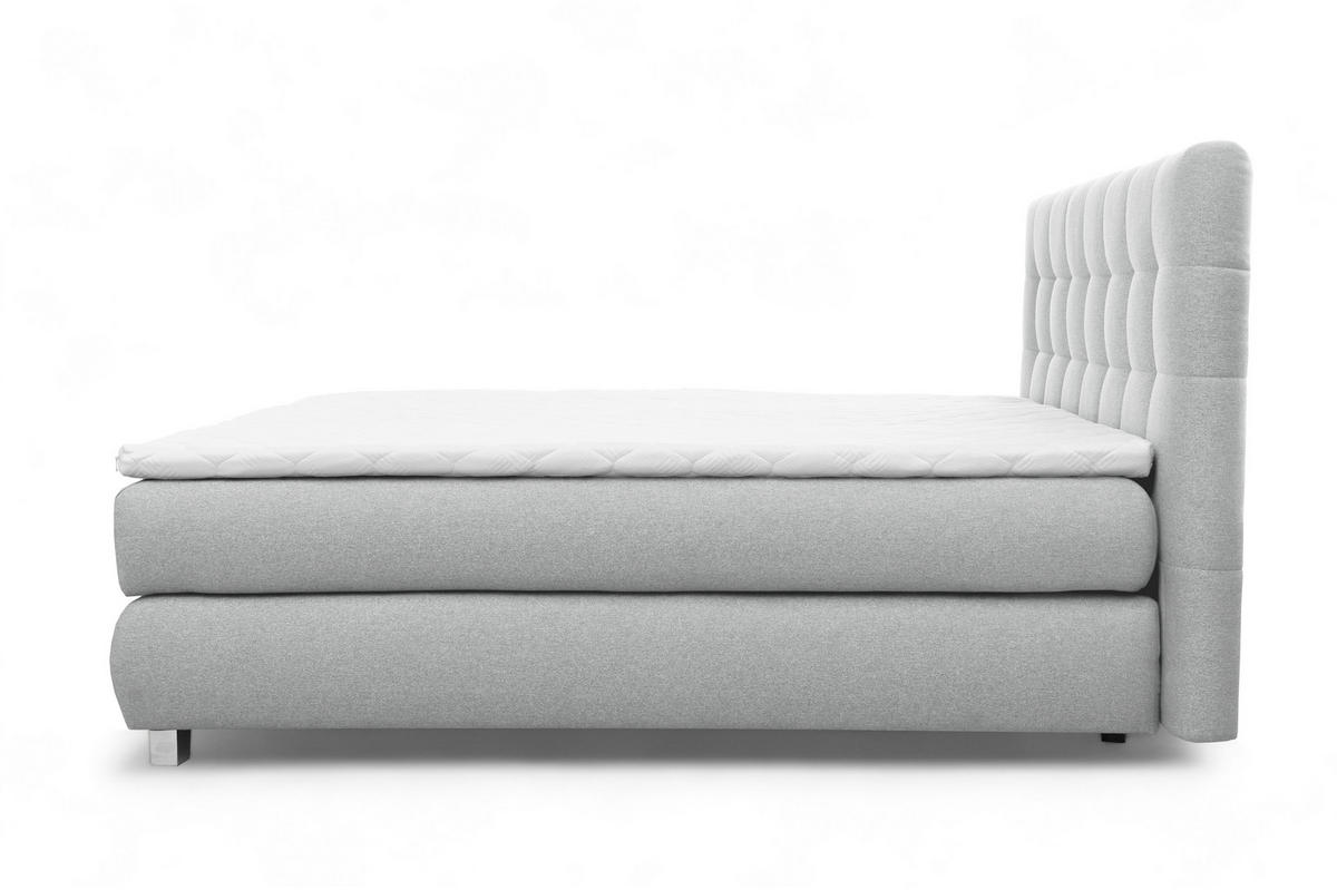 BOXSPRINGBETT BLAKE Bonellmatratze Topper 140x200 Hellgrau - Hellgrau, Holz (140/200cm) - Furnistar