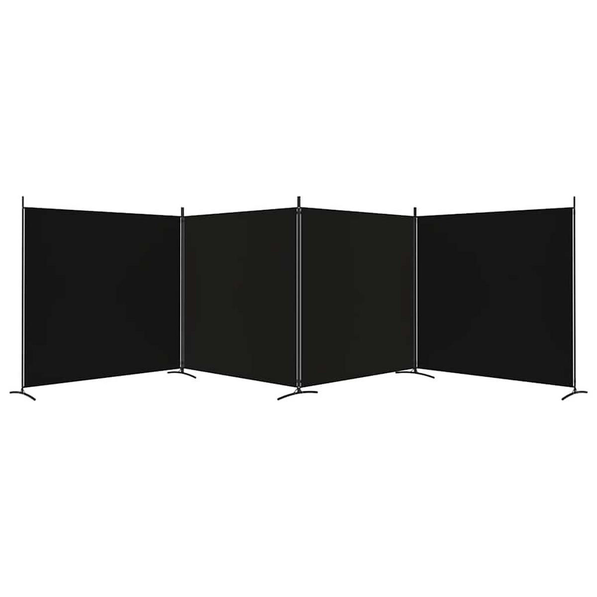 PARAVENT 4-teilig Schwarz 698/180 Cm Stoff - Schwarz, Textil (698/180/0.1cm) - vidaXL