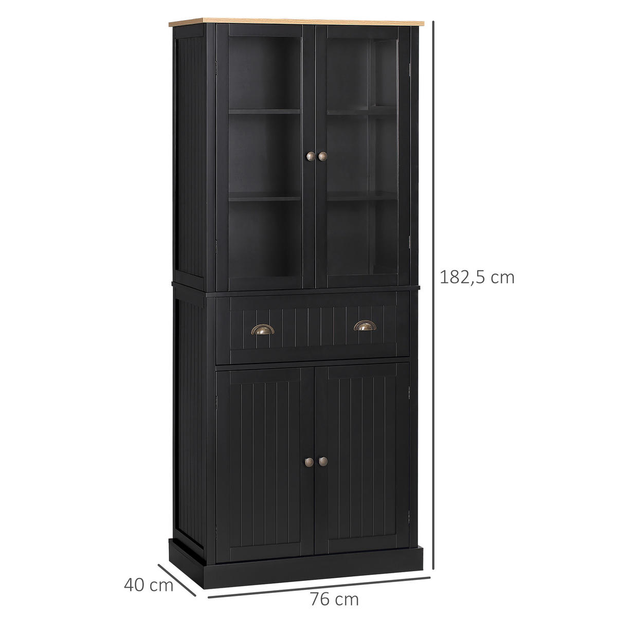 HIGHBOARD DE-11324 2 Glastüren Schwarz - Schwarz, Holzwerkstoff (40/182.5/76cm) - ComfortXL