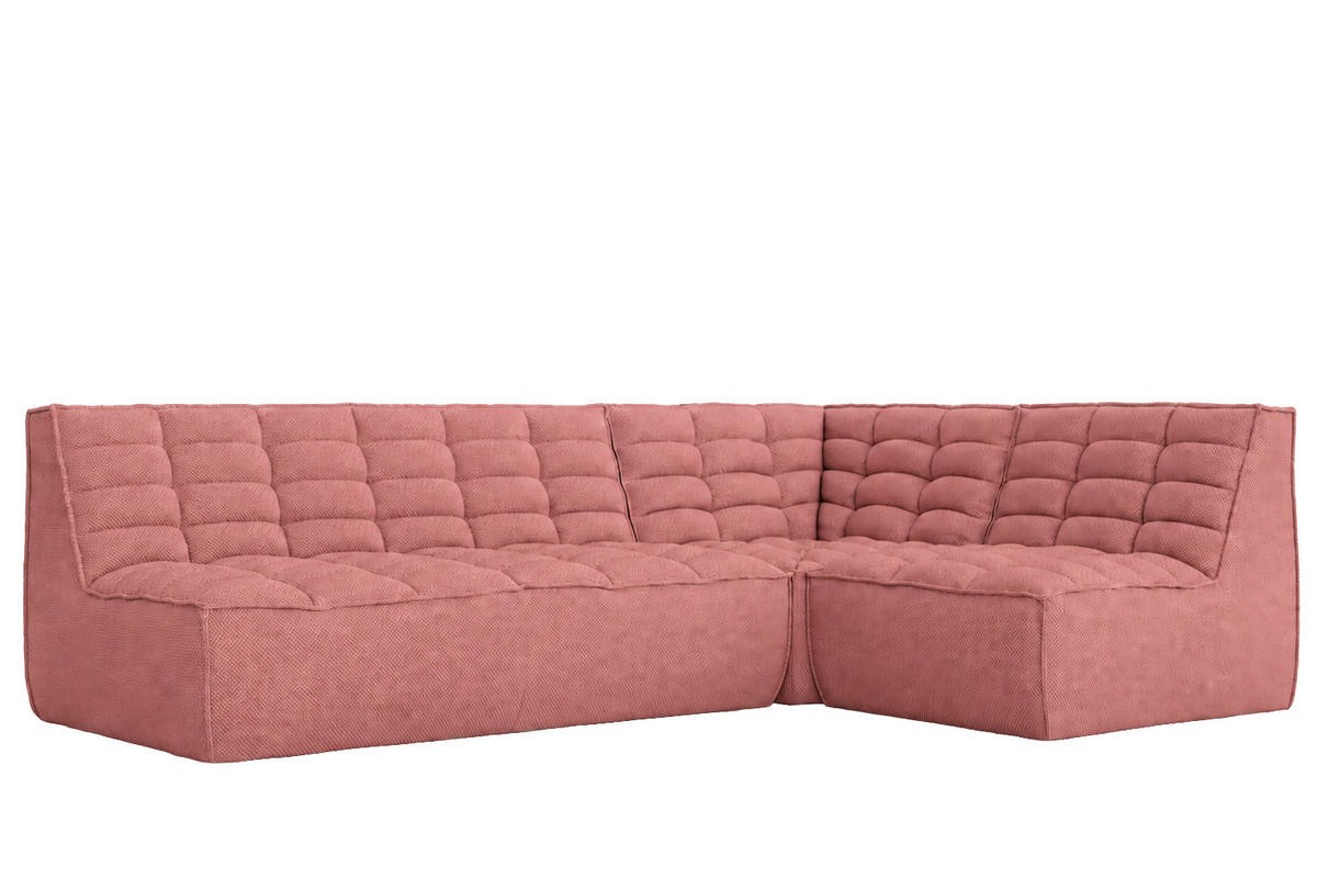 ROHOVÁ SEDAČKA modulární ve tvaru L, plyšová tkanina Pop, Růžová, Pravá strana, LAZY L Mini - růžová, dřevo (253/173cm) - Kaiser Möbel