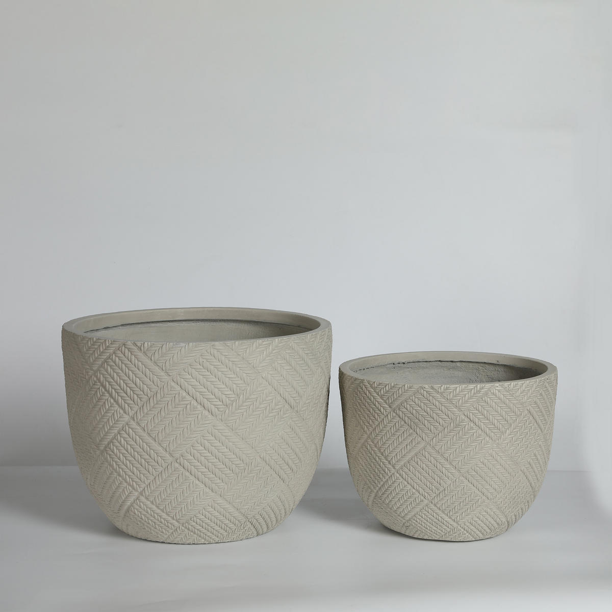BLUMENTOPF Ø 45/37 cm Grau mit Abflusslöcher (2 Stück) - Grau, Naturmaterialen (37/28cm) - Oxeza