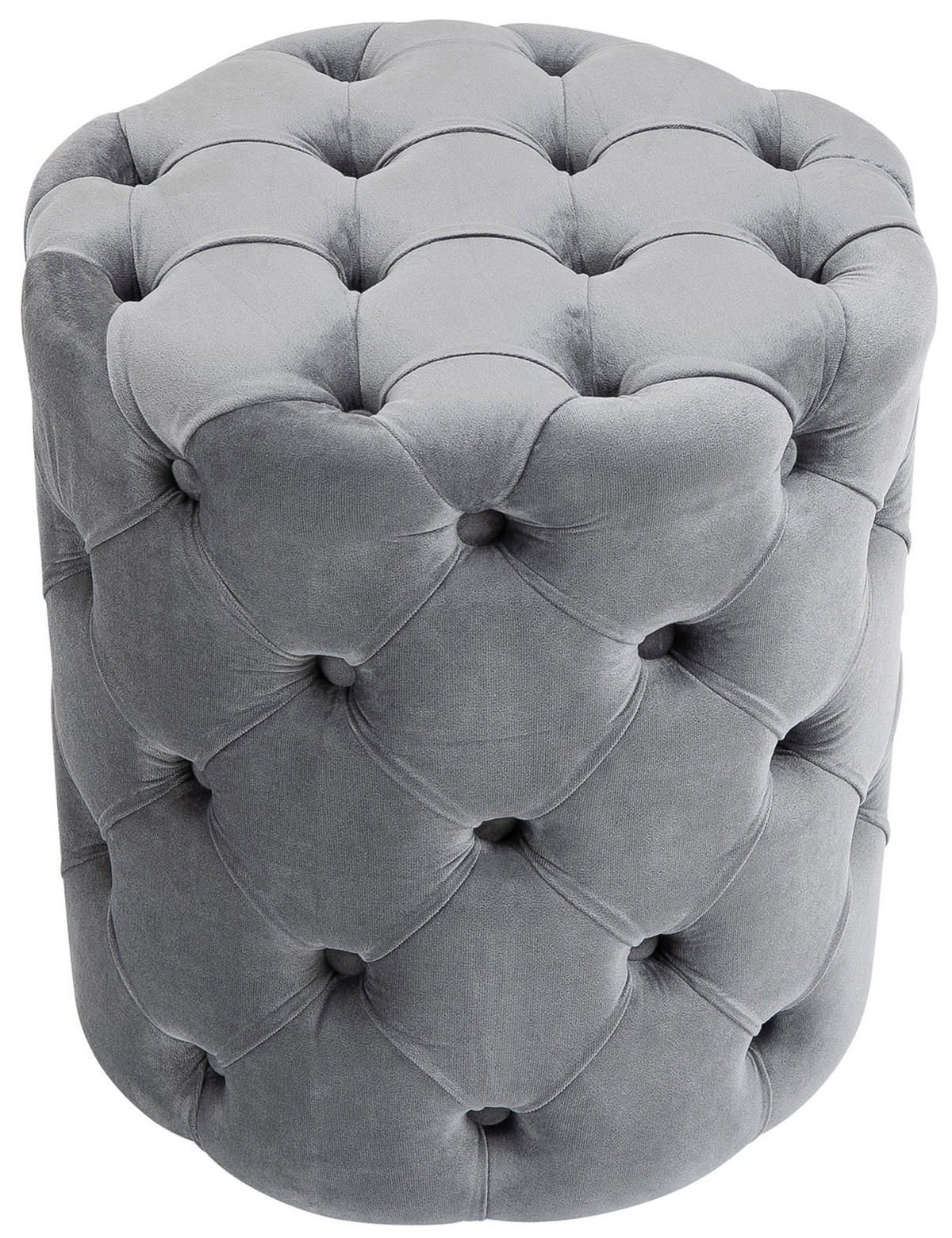 SITZHOCKER Bador Samt Grau Hocker Schlafzimmer - Grau, Textil (42/46/42cm) - DELUKE