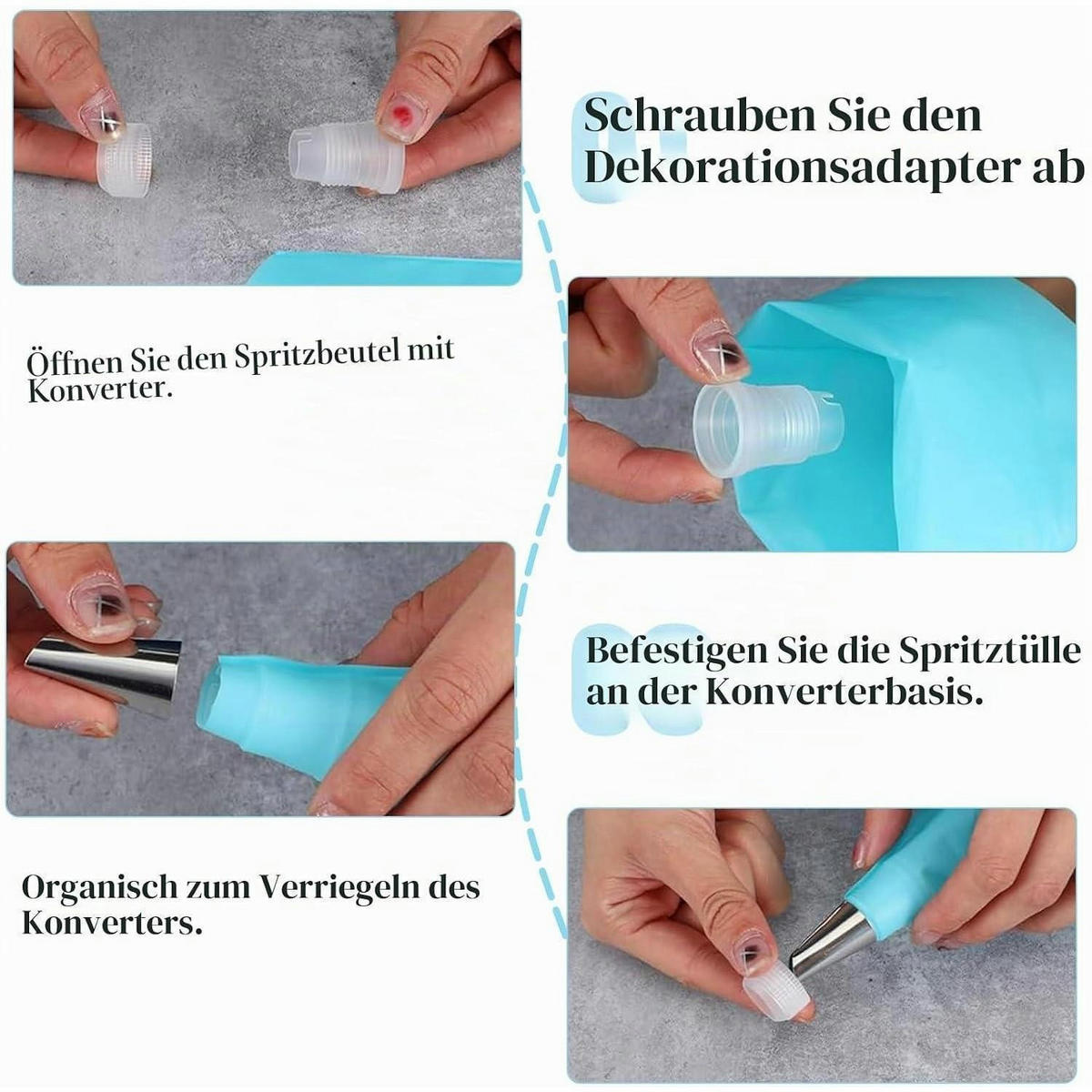 SPRITZBEUTEL Set mit 12 Tüllen und Backmatte - Hellblau, Kunststoff (29/1/39.2cm)