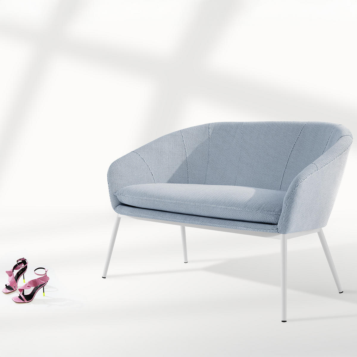 GARTENMÖBELSET SOLIS Gartenlounge-Set, blau/weiß - Blau, Textil/Metall - KONSIMO®