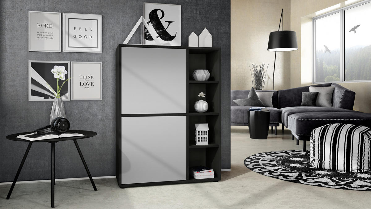 HIGHBOARD Cuba Türen in Hellgrau seidenmatt - Greige, Holzwerkstoff (79/105.5/35.5cm) - Vladon