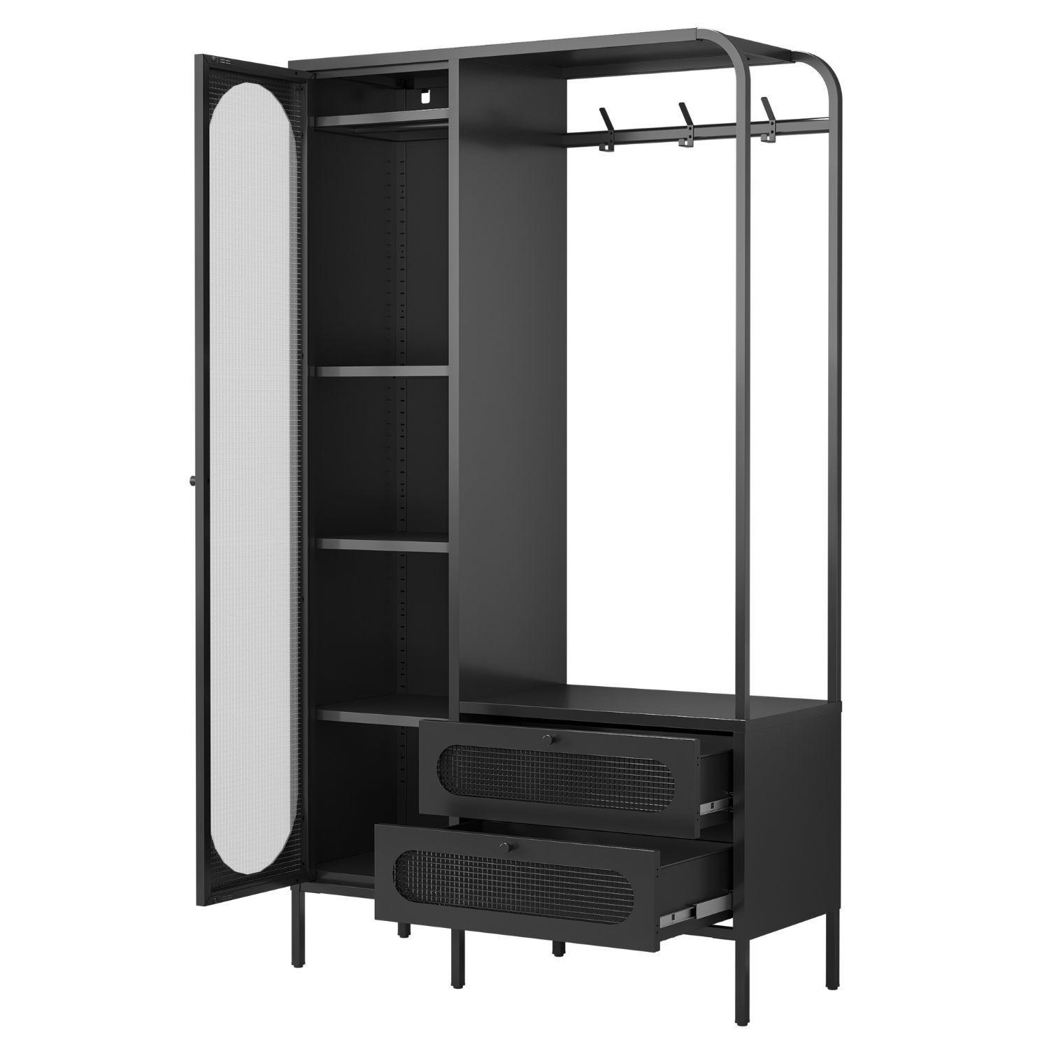 Coemo Garderobenschrank Schwarz 40x180x102 cm