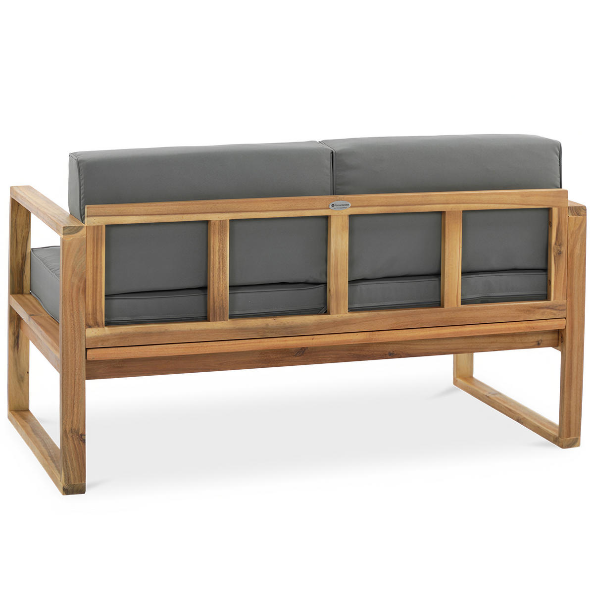 GARTENSET Danilo aus Akazienholz, Sofa, 2 Sessel und Tisch, Dunkelgrau+Braun - Dunkelgrau/Eichefarben, Holz - Beautysofa