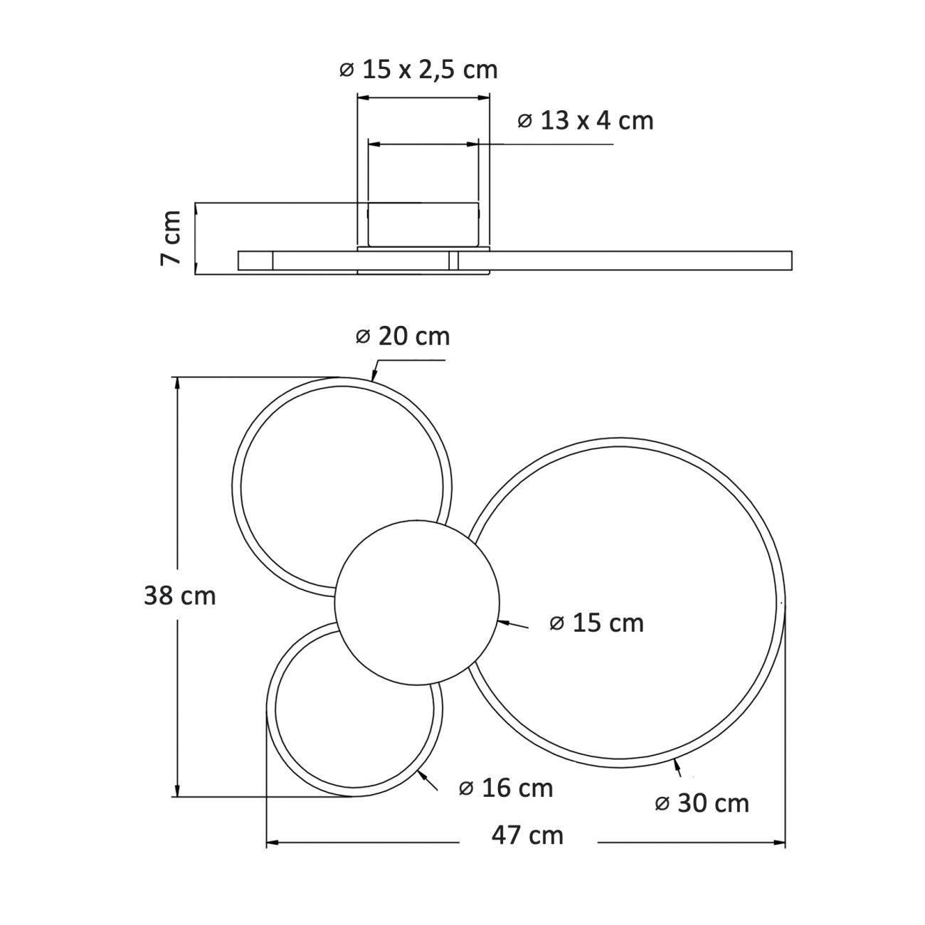 DECKENLEUCHTE Alisa, Schwarz und gold, 47cm - Goldfarben, Metall (47/38/47cm) - KOSILUM