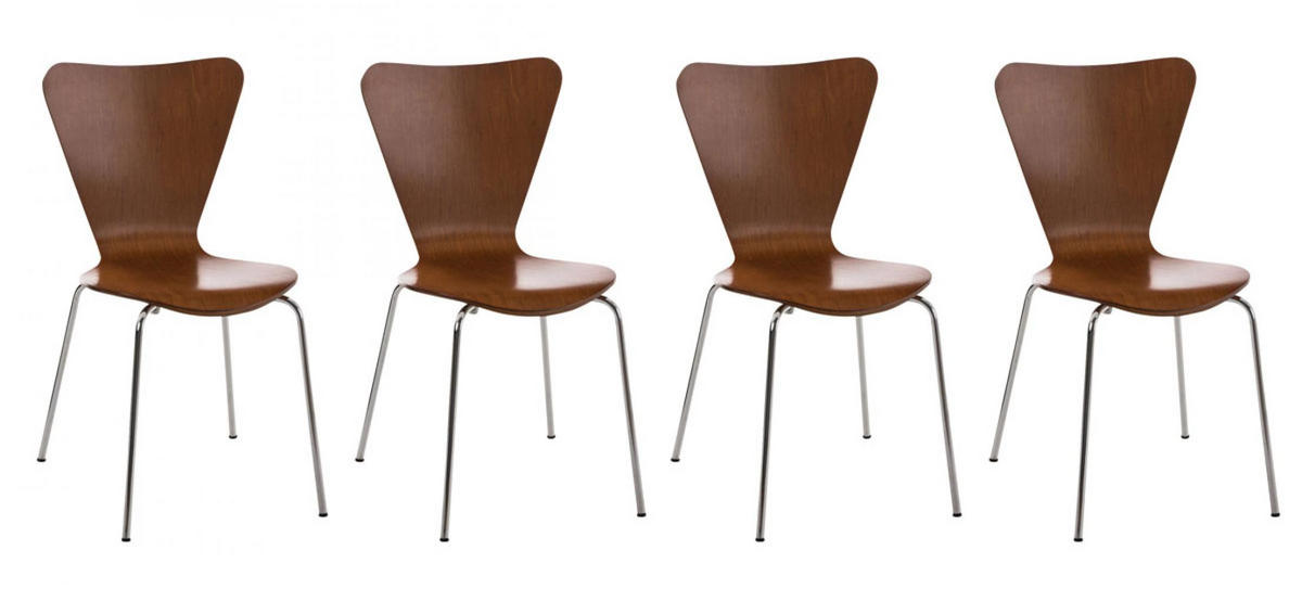 BESUCHERSTUHL 4er Set Holz Braun - Braun, Holz/Metall (45/85/49cm) - CLP
