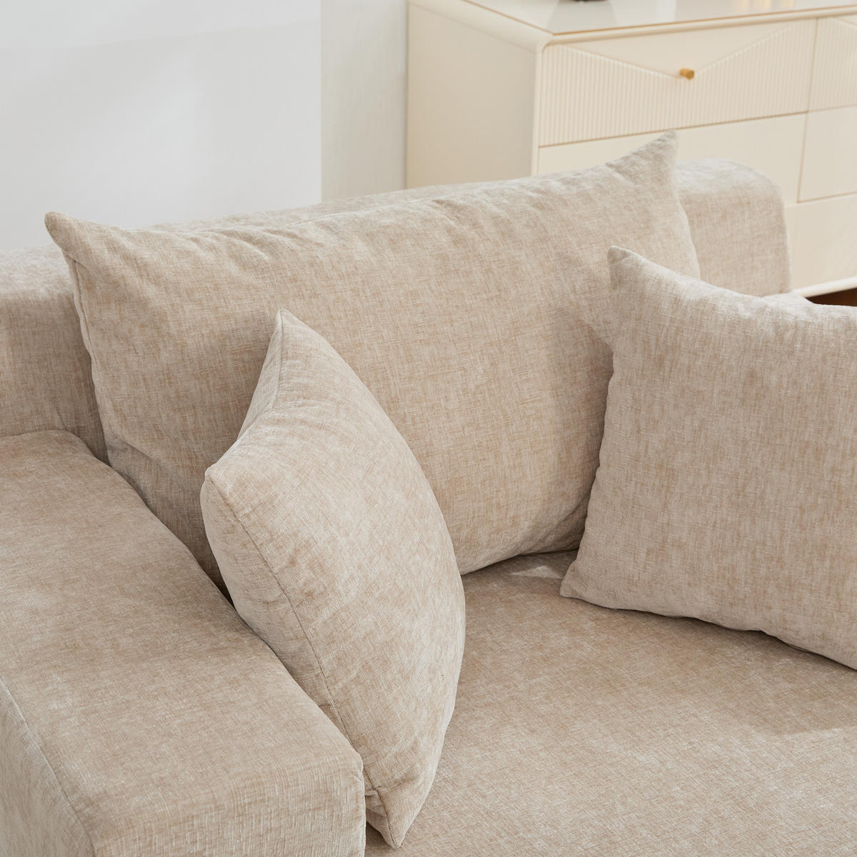 XXL-SESSEL DE-35161 mit 30D Schaumstoff Hellkhaki - Sandfarben, Textil (113/78.5/140cm) - ComfortXL