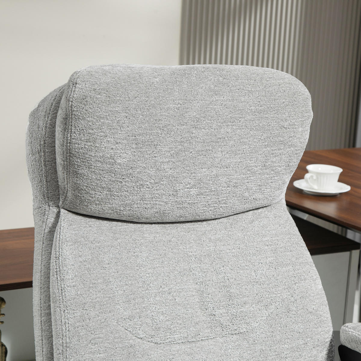 HOMCOM Bürostuhl mit Wippfunktion, ergonomisch Schreibtischstuhl, Drehstuhl - Hellgrau, Kunststoff (66/115.5/77cm) - HOMCOM