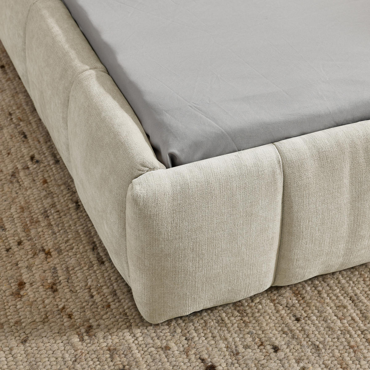 KINDERBETT Polsterbett 90/200 cm aus Chenille mit quadratischem Steppdesign Beige - Beige, Kunststoff (90/200cm) - Modenvie