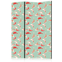 PARAVENT Einseitig Bedruckter 3-tlg 135x172 cm Koi Fische - Multicolor, Holz/Textil (135/172/3cm) - Muralo