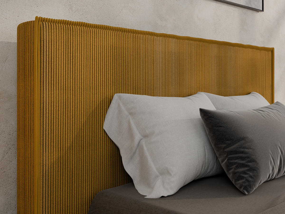 POLSTERBETT SANA 120x200cm Elegantes Polsterbett für modernen Wohnstil , ohne matratze, Currygelb - Currygelb, Holz (120/200cm) - Panda Möbel