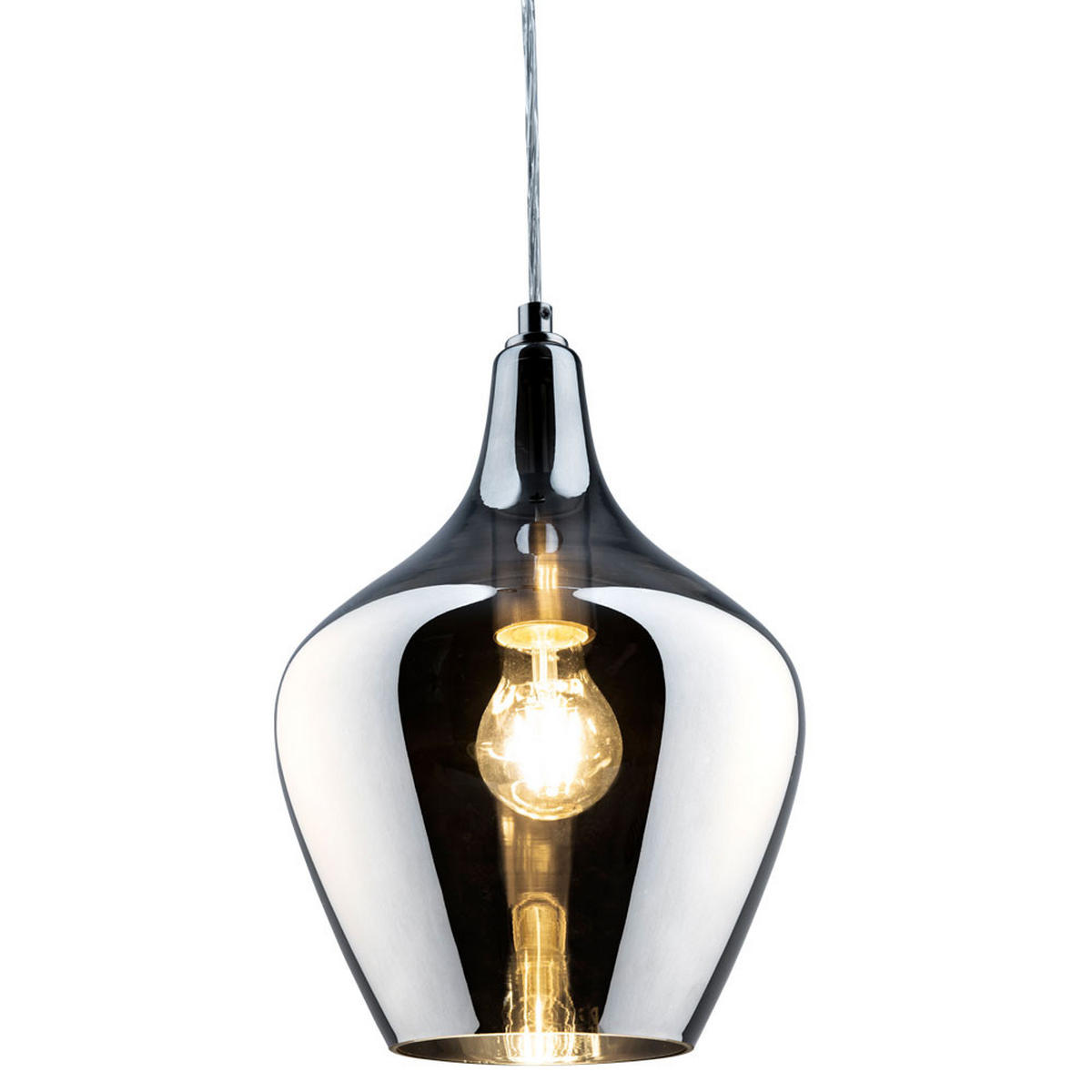 LED HÄNGELEUCHTE PASO Grau Silber - Grau, Glas (22/22/150cm) - Nowa