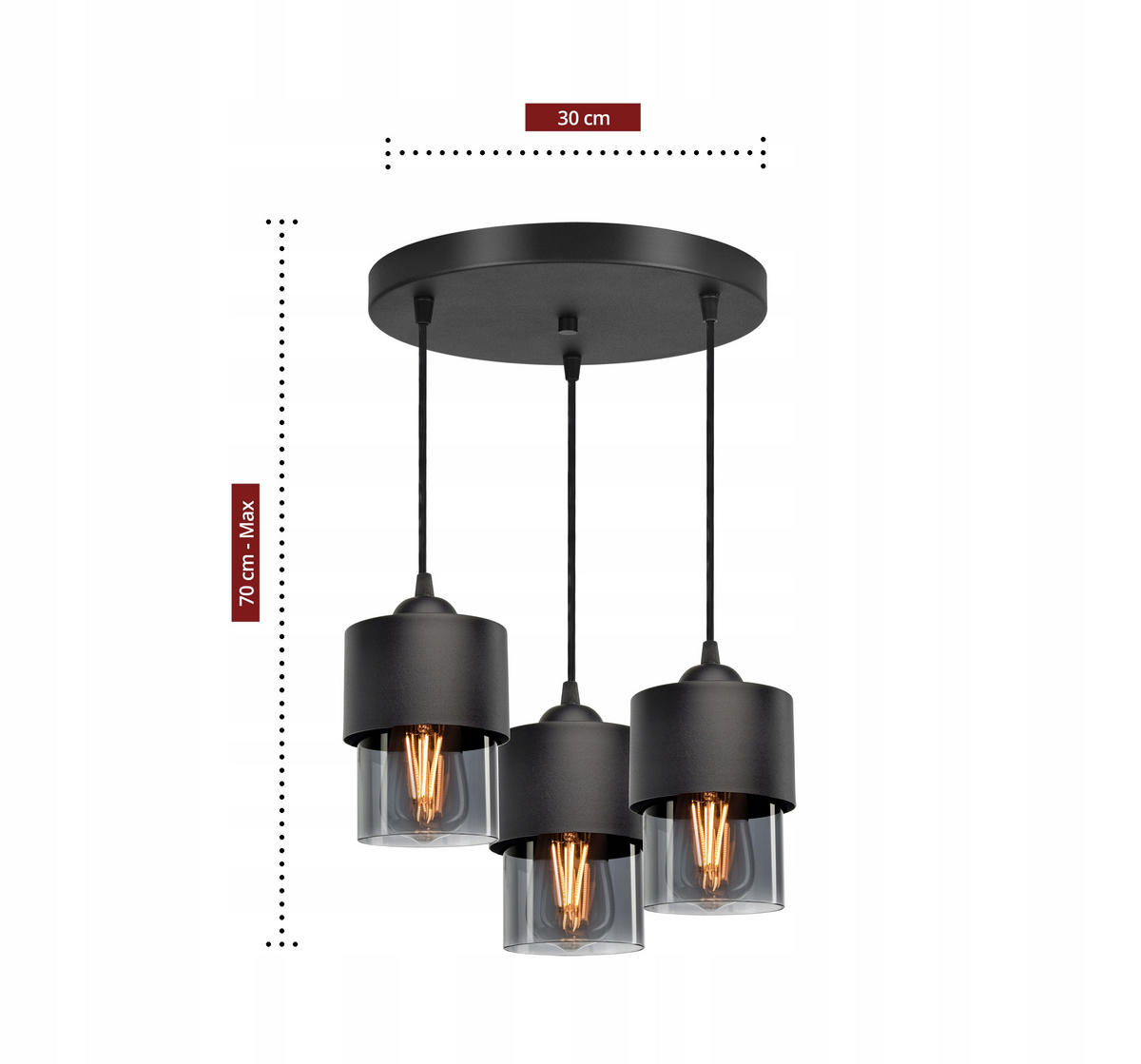 PENDELLEUCHTE Hege - Transparent/Anthrazit, Glas/Metall (35/35/70cm) - kiki design