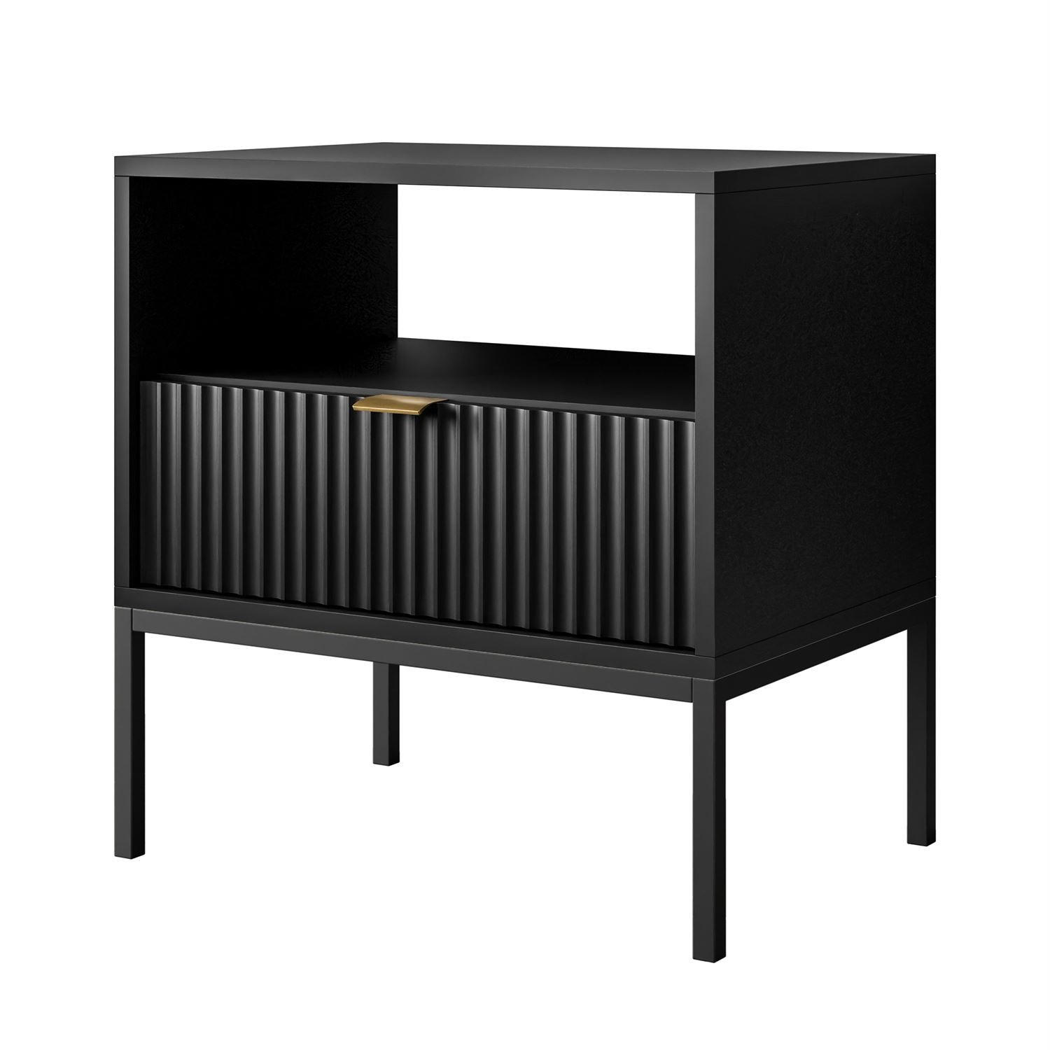 NACHTTISCH CORTADO S54 SCHWARZ - Schwarz, Holzwerkstoff (54/56/39cm) - Lookway