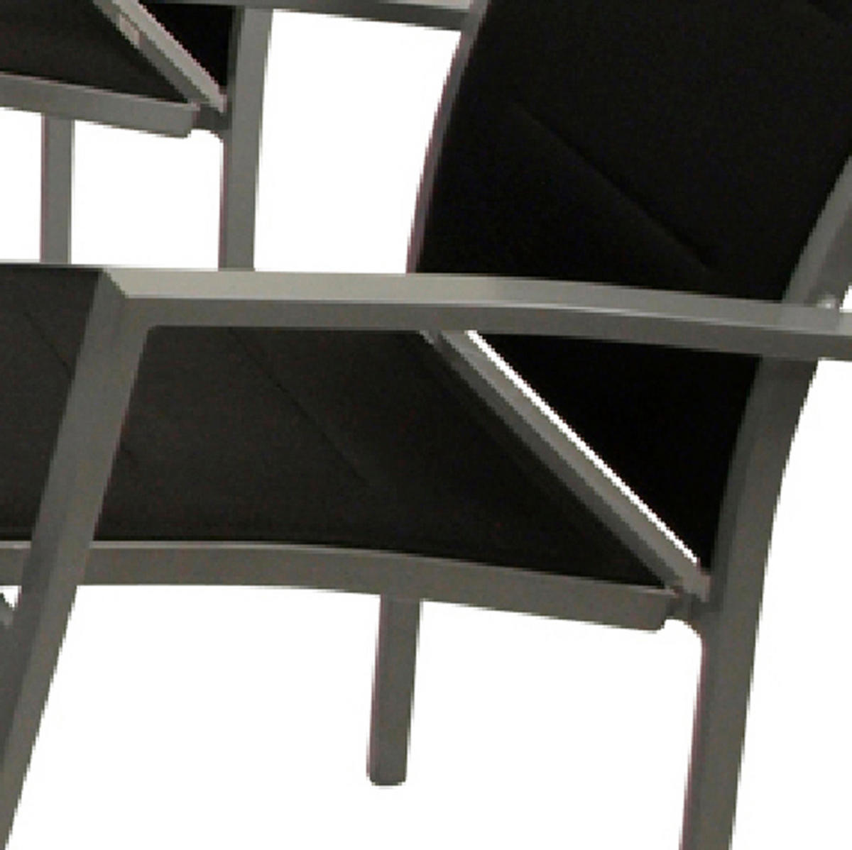 GARTEN-GARNITUR Ashford - 7-teilige Garten-Essgruppe (6x Stapelsessel mit Aluminiumgestell, Bespannung Textillehne schwarz, Ausziehtisch - Schwarz, Metall - TPFGarden