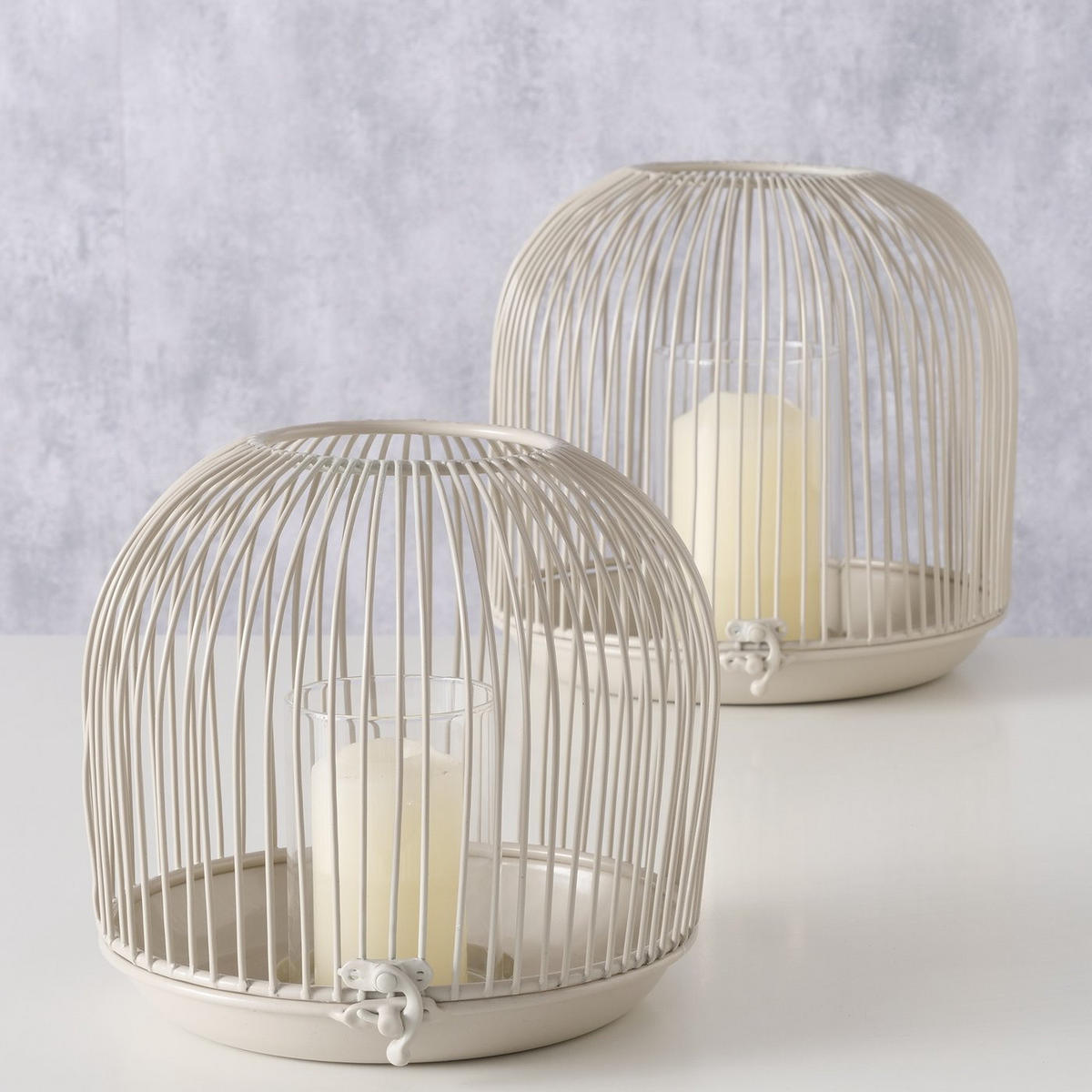 METALLLATERNEN 2er-Set Justine - Beige, Metall (23/23/24cm) - Boltze Home
