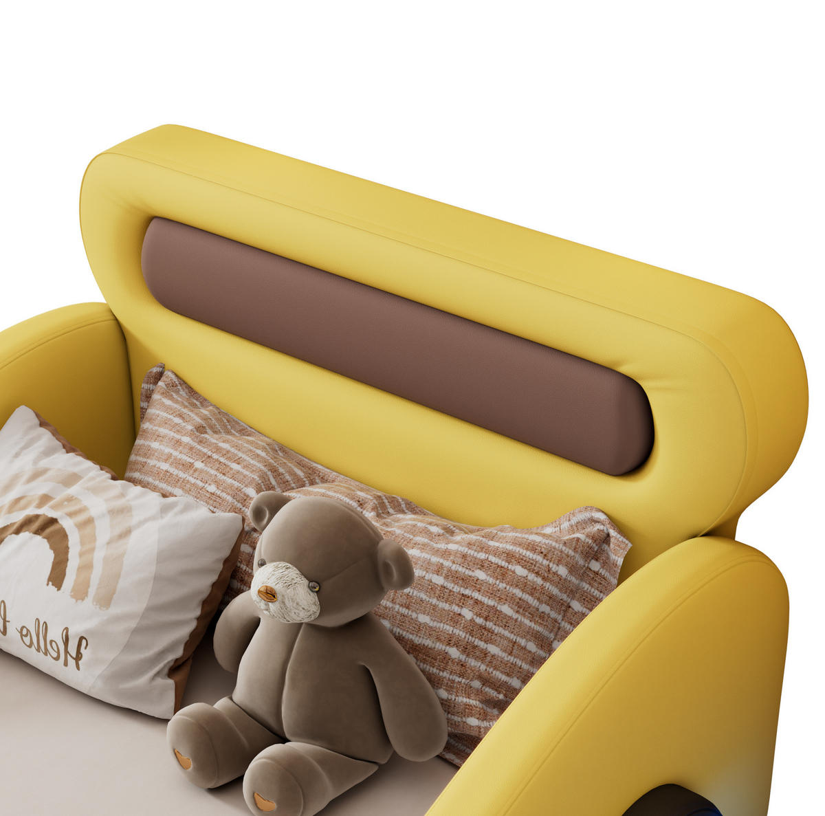 POLSTERBETT 90/200 cm gelb aus PU mit LED-Rädern und Stauraum - Gelb, Kunststoff (90/200cm) - OKWISH