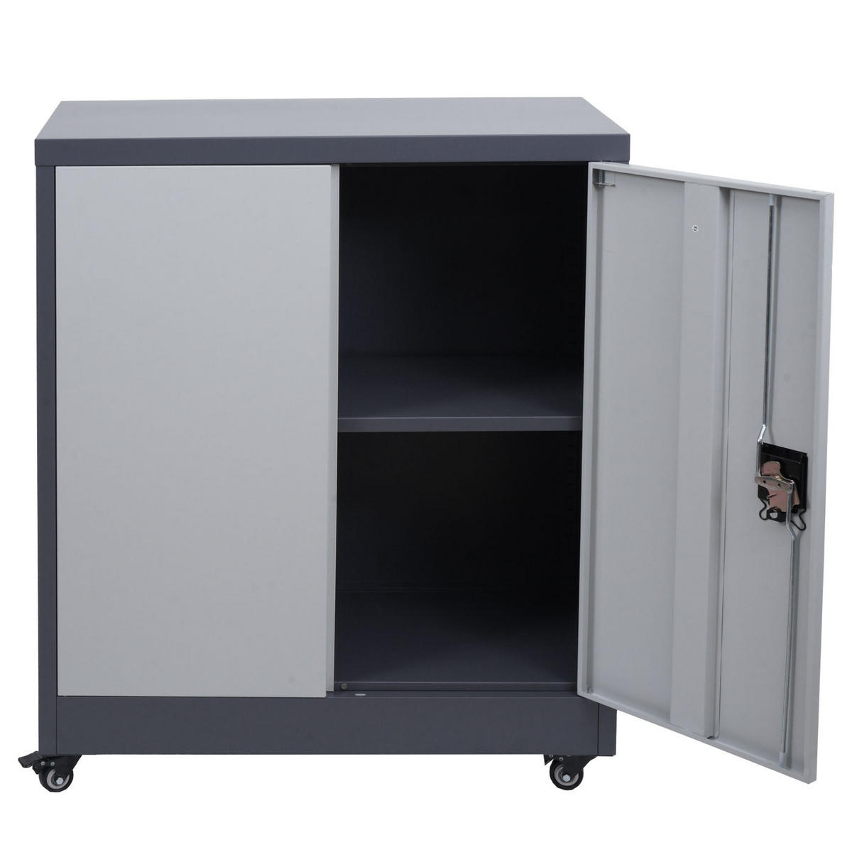AKTENSCHRANK rollbar HxBxT 98x80x40cm 2 Türen abschließbar Stahl Dunkelgrau-Hellgrau - Dunkelgrau, Metall (80/98/40cm) - PROREGAL