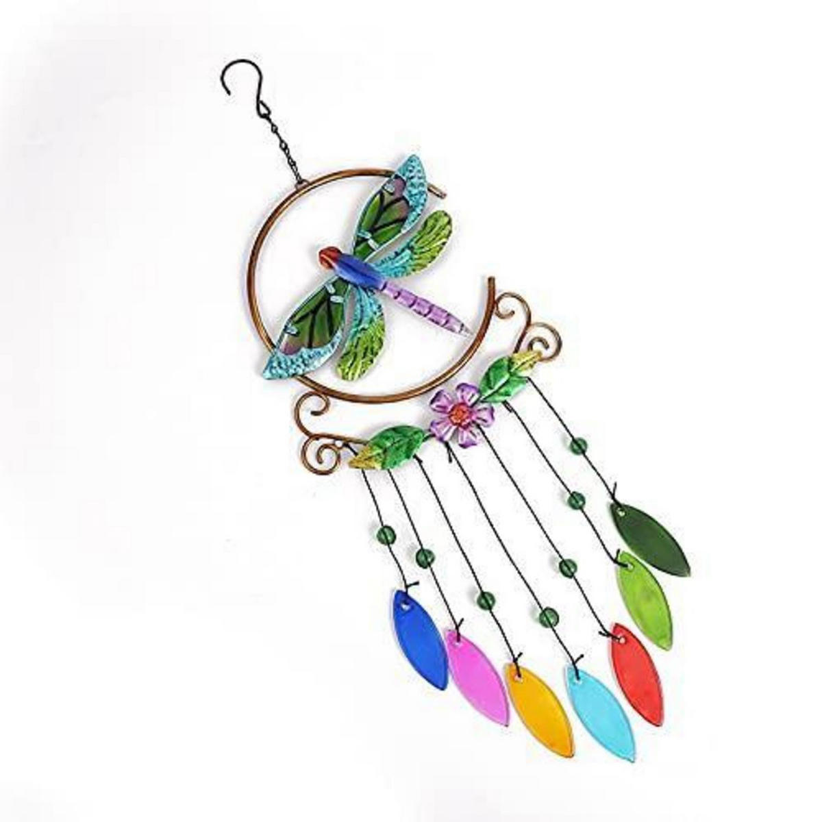 WINDSPIEL Libelle Metall handgefertigt goldfarben 4 Röhren - Multicolor, Metall (56/20/20cm)