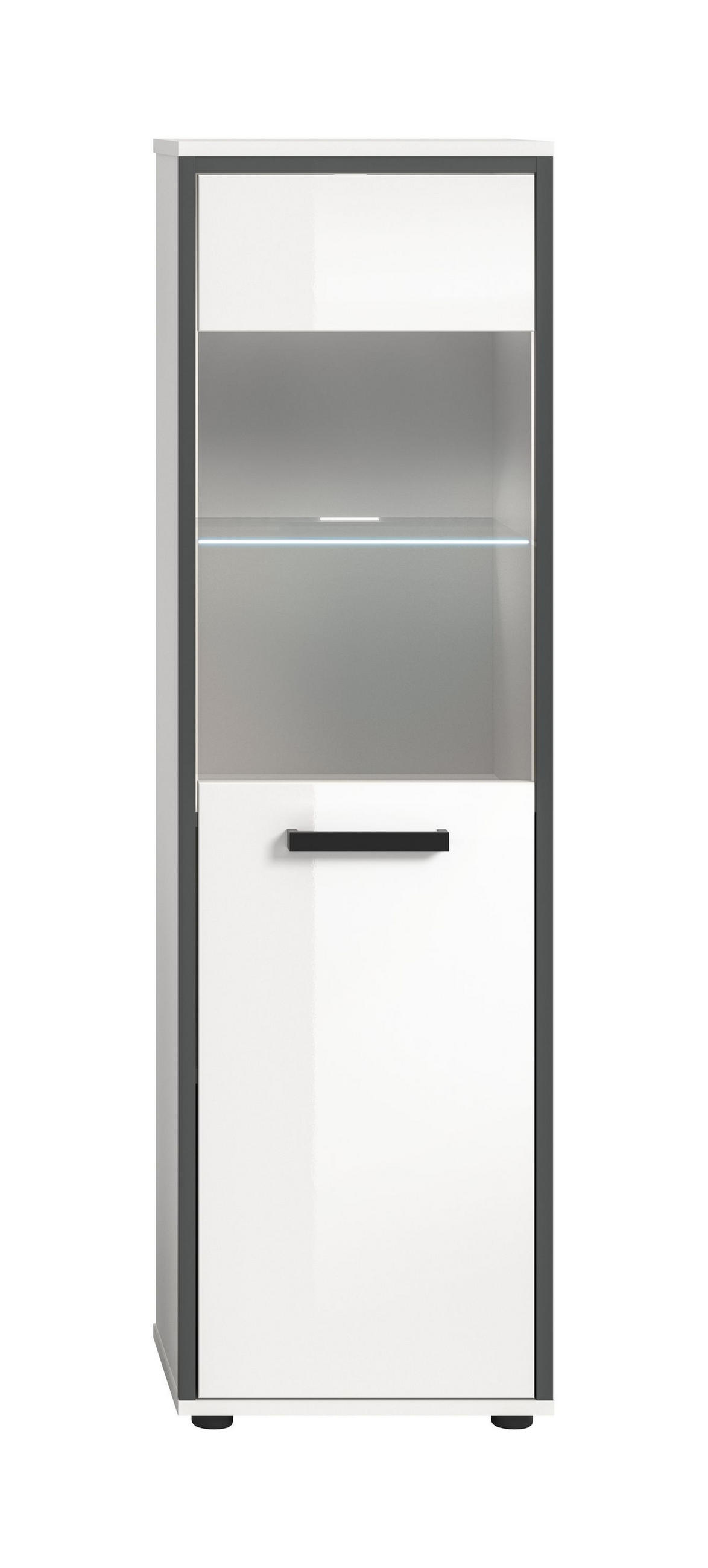 BADSCHRANK KOJAK (B/H/T: ca. 40/139/34 cm) in weiß/weiß hochglanz - Weiß, Holzwerkstoff (40/139/34cm)