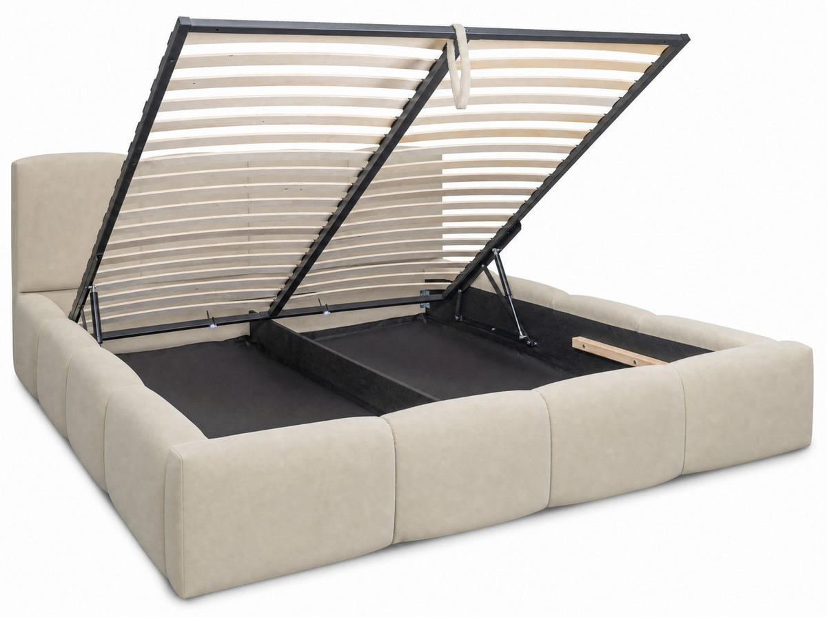 POLSTERBETT Amore Beige 180/200 cm Samt mit Bettkasten - Beige, Textil/Metall (180/200cm) - wonello