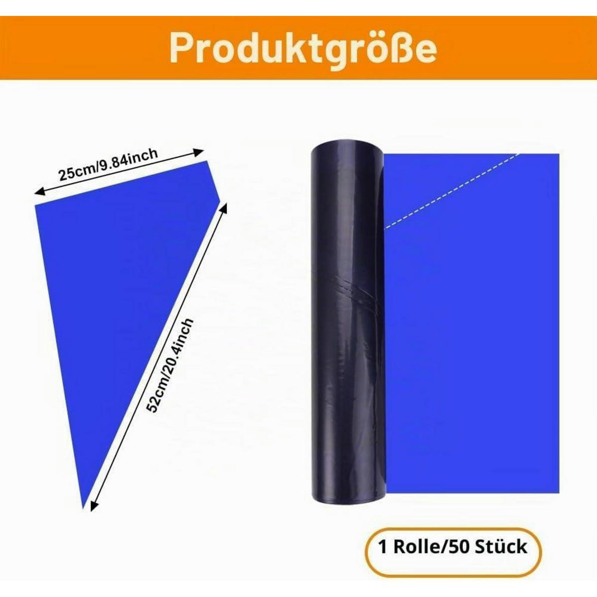 SPRITZBEUTEL 50 Stück 52 x 25 cm extra dick - Blau, Kunststoff (5.5/5.5/25.5cm)