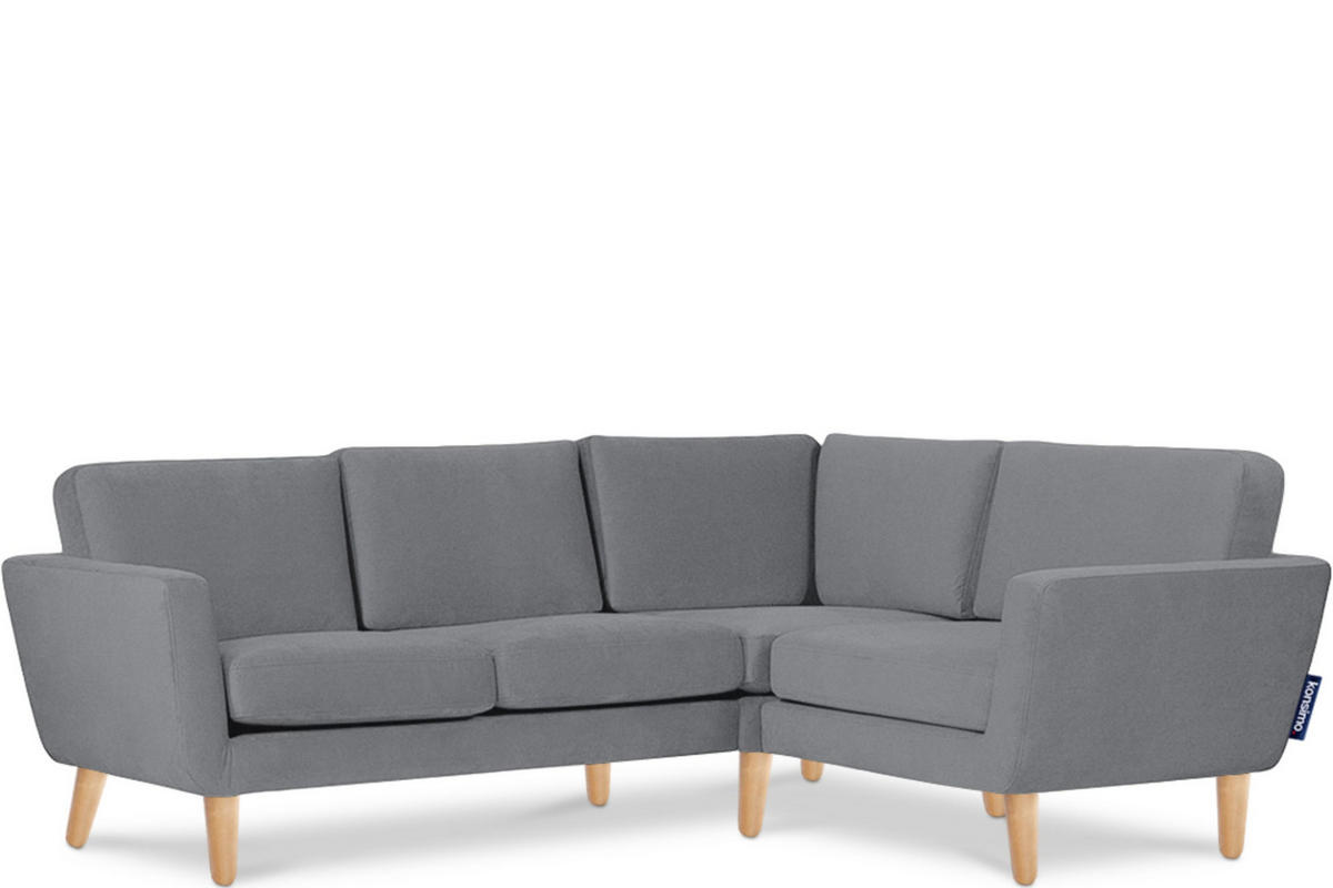 ECKSOFA-RECHTS TAGIO 3/4 Sitzer, grau - Braun/Grau, Buchenholz/Textil (220/181cm) - KONSIMO®