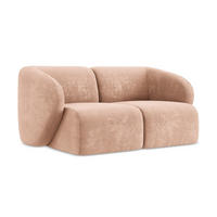 2-SITZER-SOFA Chenille Stoff Pink - Koralle/Schwarz, Holzwerkstoff/Kunststoff (174/75/94cm) - Makamii