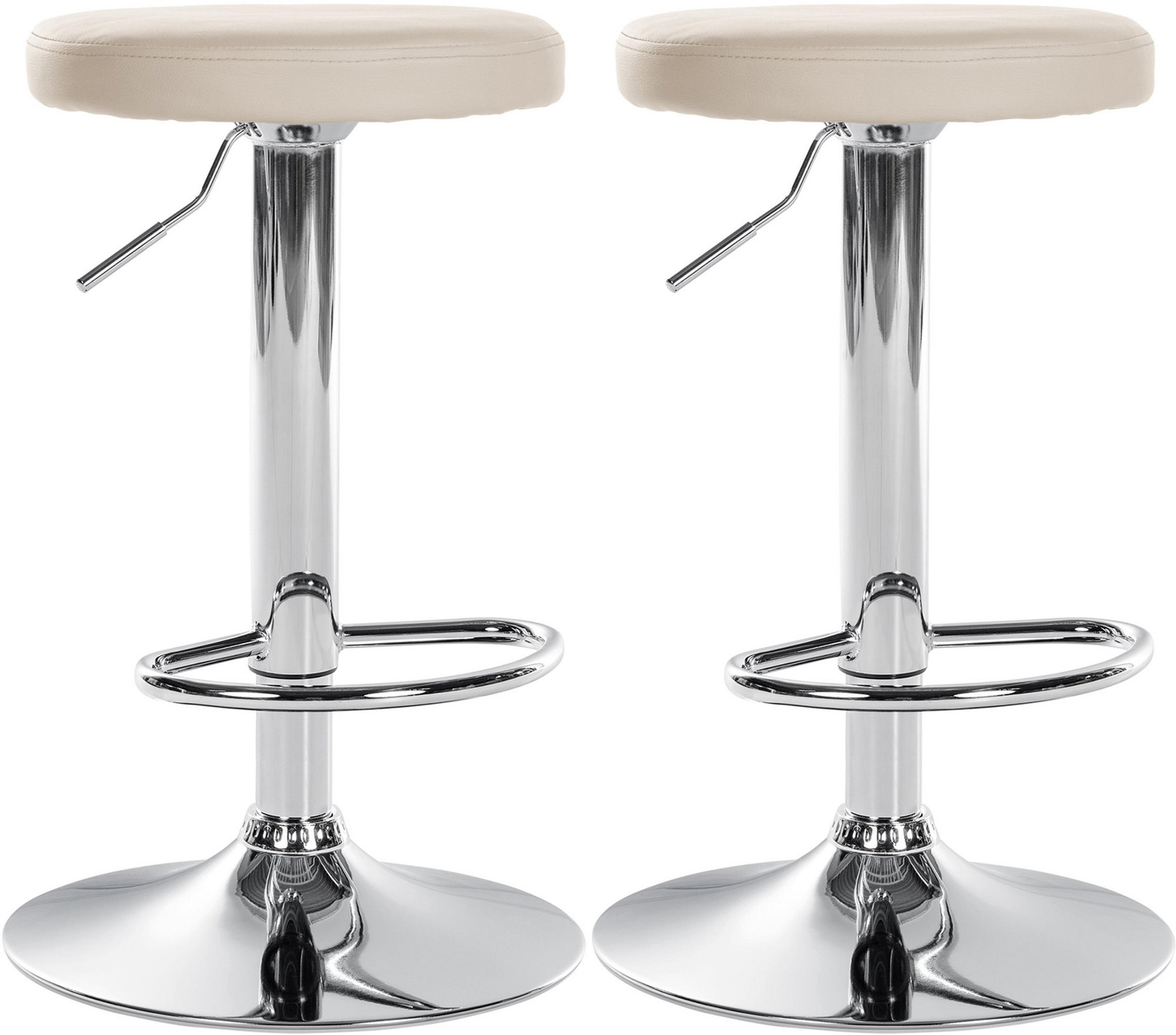 BARHOCKER 2er Set Pontius Kunstleder chrom creme - Chromfarben/Naturfarben, Kunststoff/Metall (38.5/81/38.5cm) - TPFLiving