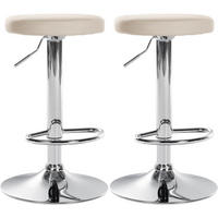 BARHOCKER 2er Set Pontius Kunstleder chrom creme - Chromfarben/Naturfarben, Kunststoff/Metall (38.5/81/38.5cm) - TPFLiving