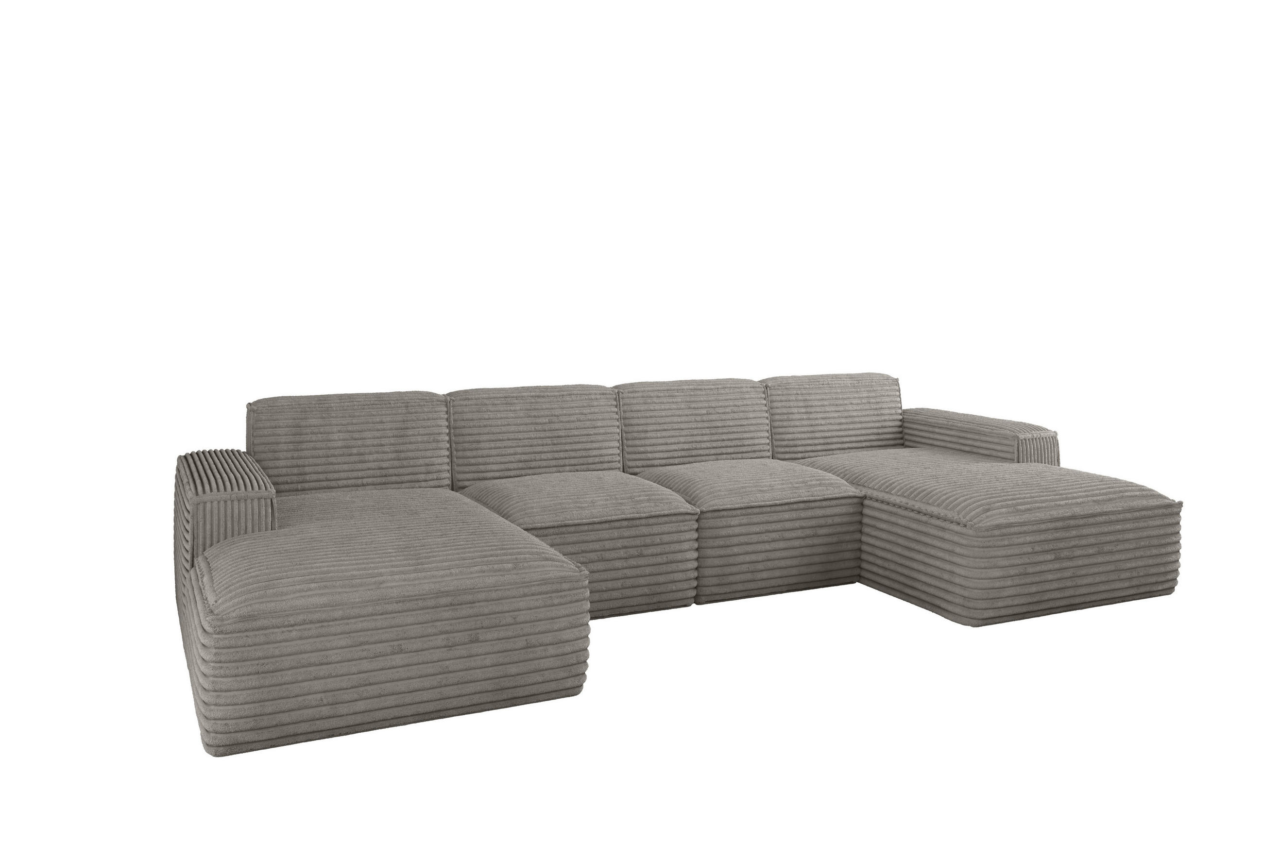 ECKSOFA Siena U ein Stil, der zum Entspannen einlädt, Stoff Velo Grau - Grau, Holz/Textil (344/73/165cm) - Kaiser Möbel