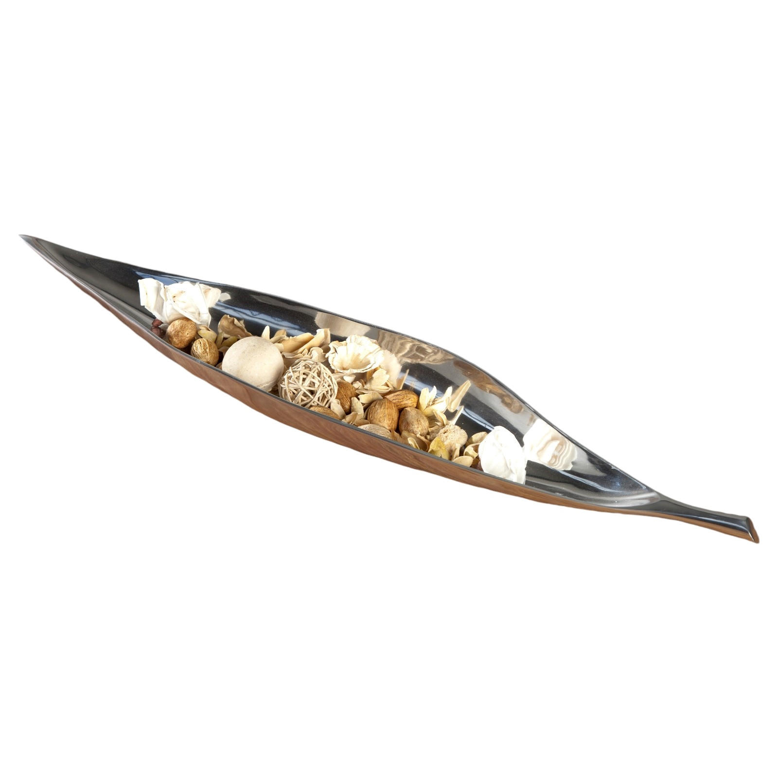 DEKOSCHALE Long Leaf 80 cm, Aluminium silber glänzend - Silberfarben, Metall (6cm) - DESIGN DELIGHTS