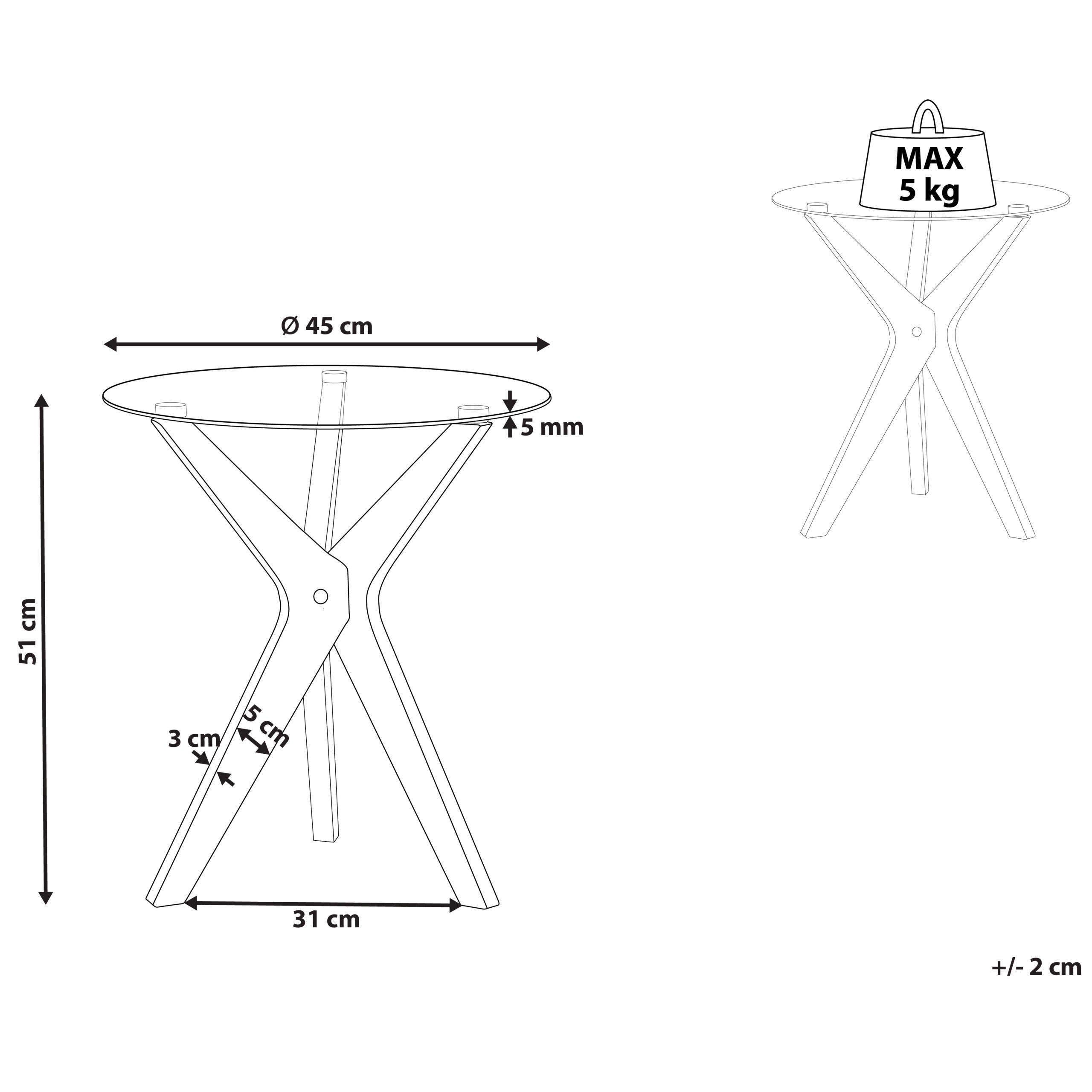 Thumbnail - Beliani Beistelltisch, Transparent, Hellbraun, Glas, Rund, 45x51x45 cm, Wohnzimmer, Wohnzimmertische, Beistelltische