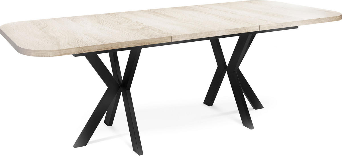 ESSTISCH Olivia ausziehbar rechteckig, Sonoma Eiche 200-280/100/76 - Schwarz/Sonoma Eiche, Holzwerkstoff/Metall (200/100/76cm) - WFL GROUP