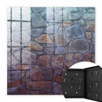 SCHLÜSSELBOX Schwarz 30x30 cm- Türöffnung nach rechts - Steintextur - Blaugrau, Metall (30/30/5cm) - TULUP