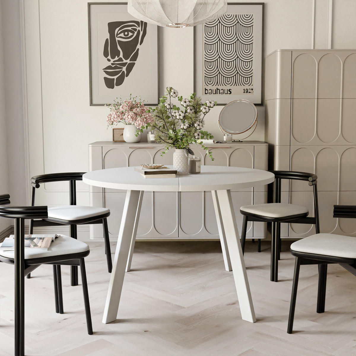 TISCH Weiße Beine, MDF Tischplatte, Arktisches Weiß - Weiß, Holzwerkstoff (100/100/76cm) - Idohome