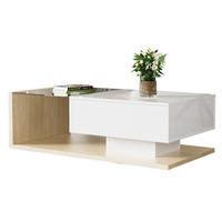 COUCHTISCH, Holzton/Hochglanz Weiß mit Glasplatte & 16-farbiger LED-Beleuchtung, 105/55/32,5 cm,Naturfarben - Naturfarben, Holzwerkstoff (55/105/32.5cm) - Redom