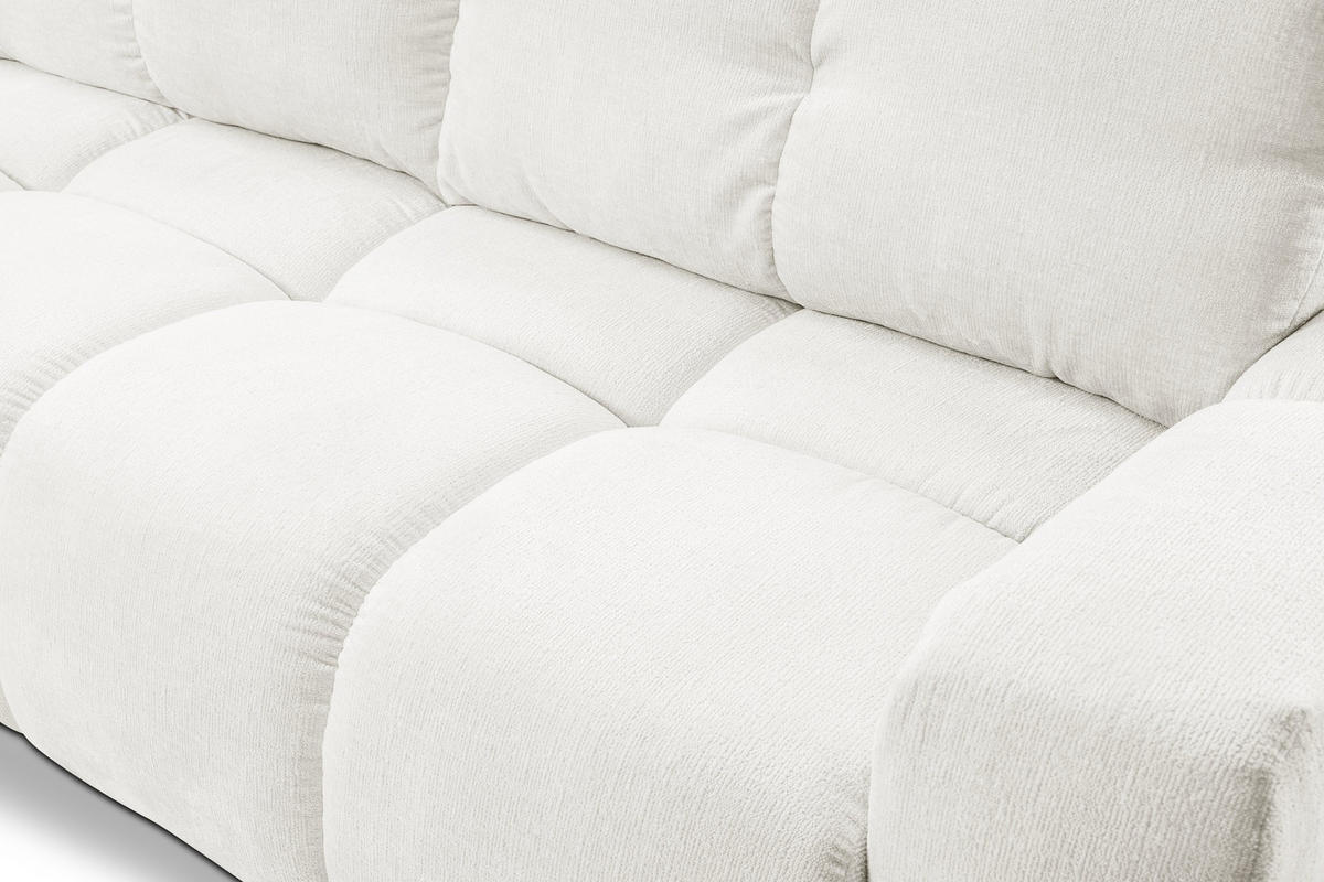 BETTSOFA DUCA Creme Chenille-Stoff mit Schlaffunktion - Creme, Holz (259/90/99cm) - MASSENO