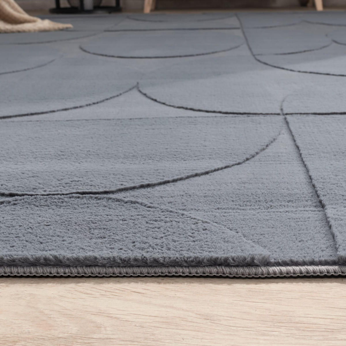 FLACHWEBETEPPICH Boho Anthrazit 160 x 220 cm - Anthrazit, Kunststoff (160/220cm) - TT Home