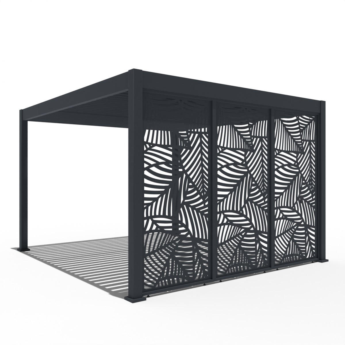 SEITENWAND für Pergola aus Aluminium 123cm Grau - Anthrazit, Metall (123/234/6cm) - WEIDE