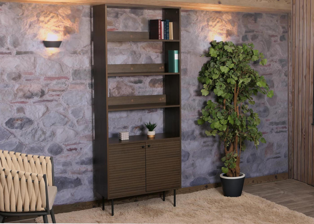 BÜCHERREGAL Dunkelbraun - Dunkelbraun, Metall (80/200/30cm) - MCW